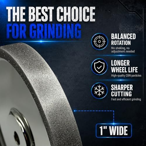 6 Inch CBN Grinding Wheel for Bench Grinder, 1/2" Arbor, 1" Wide, 180 Grit
