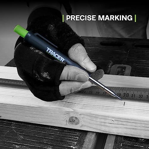 Tracer Mechanical Carpenter Pencils Set with Replacement Lead (6 Pack) - Construction Pencil with Site Holster - All In One Marking Kit for Carpenter Tools Contractor Pencils - AMK1