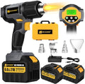 JEXUGK LCD Heat Gun Cordless, Portable Wireless Hot Air Gun with 2 x 6.0Ah Battery, 140℉-1004℉ Rechargeable Pistola De Calor Inalambrica with 4 Nozzles for Vinyl Automotive Paint Removal Shrink Wrap