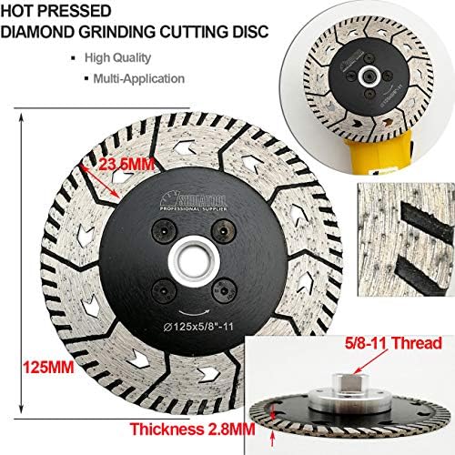 SHDIATOOL Granite Turbo Cutting Blades Two-In-One Design Cut Grind Sharpen Marble Concrete and Bricks Set of 2 Pieces 4.5 Inch and 5 Inch
