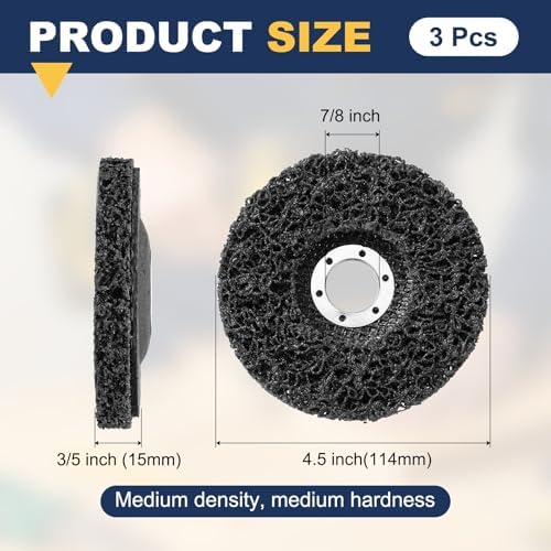 3Pcs 4.5"x7/8"(Arbor) Paint Stripper Discs for Angle Grinder Black