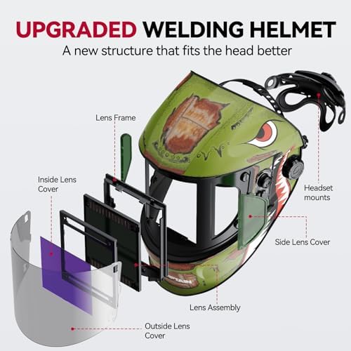 ARCCAPTAIN Welding Hood, 180° Panoramic View Auto Darkening Welding Helmet