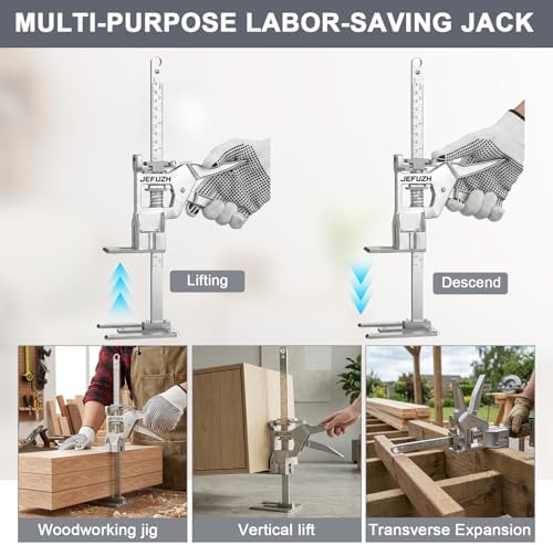 Labor Saving Arm Jack 2 Pack, 440 lb Load-Bearing Height Adjustable Lifting Device, Hand Furniture Lifter Tool for Door Furniture Jacks Installation, Wall Tile Adjustment, Heavy Object Raising