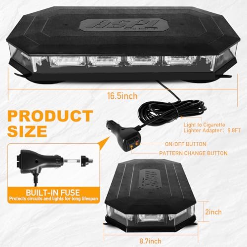 ASPL 16.5 Inch Roof Top Beacon Warning Strobe Light for Trucks Red Blue