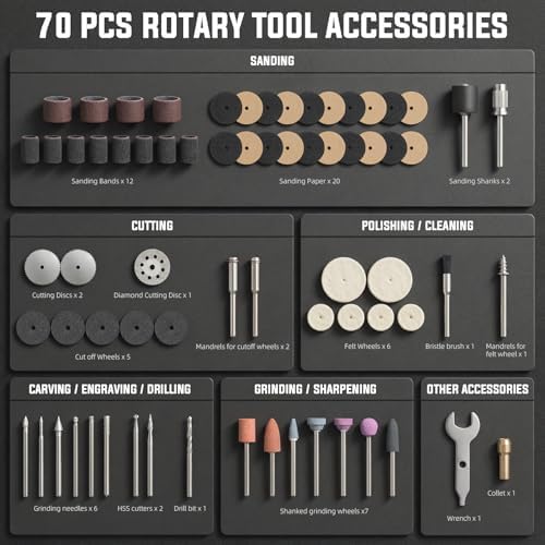 Katerk 4V Cordless Rotary Tool Kit with 70 Accessories Engraving Pen, Pink