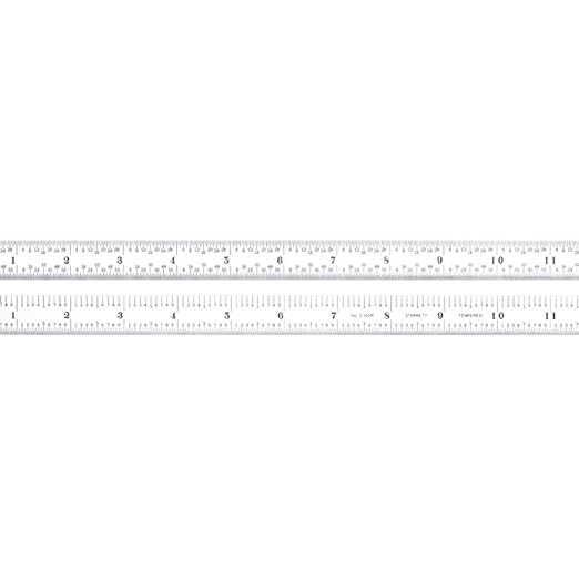Starrett Full Flexible Steel Rule with Satin Chrome Finish, Quick Reading, and Inch Graduation - 5R Graduation, 18" Length, 1/50" Thickness - C305R-18
