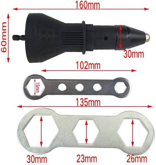 Cordless Electric Rivet Gun Adapter Kit Rivet Nut Drill Adaptor Riveting Tool Insert Nut Hand Tool Power Machine Accessories Blue