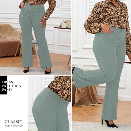 DGD Wrinkle-Free Stretch Dress Pants Plus Size for Women Pull-on Pant Ease into Comfort Office Pant