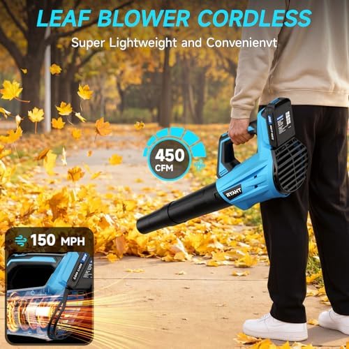 Leaf Blower Cordless, Leaf Blower with Battery and Charger, Lawn & Patio