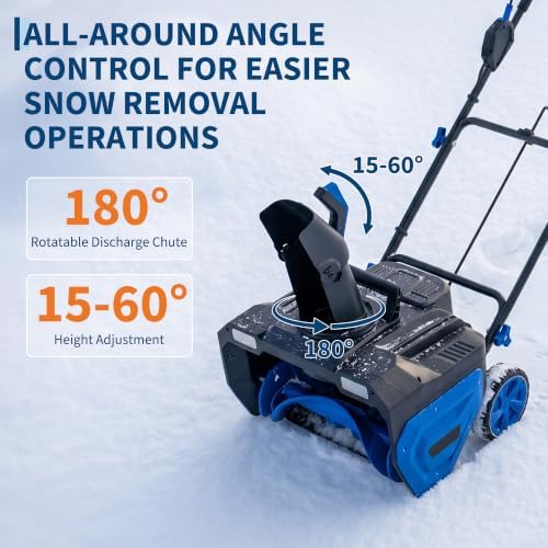 21" Cordless Snow Blower, Electric Snow Blower with 2x5.0Ah Battery&Charger