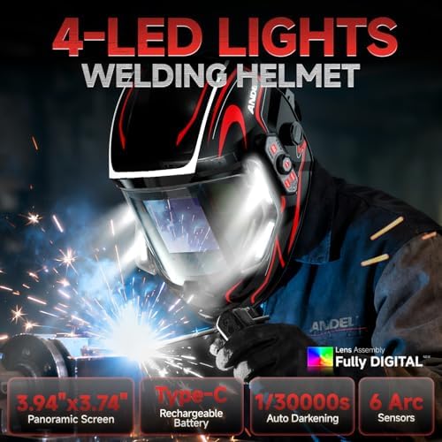 ANDELI Auto Darkening Welding Helmet with Light,with Internal Display