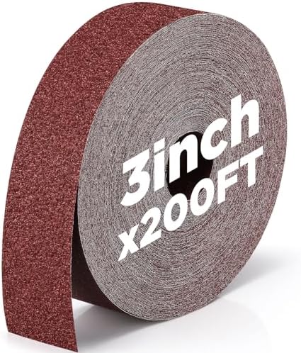60 Grit Abrasive Sandpaper Roll 3''x 200 ft Drum Sander Sand Paper Roll Emery Cloth Rolls for Drum Sander Continuous Paper Wood Automotive Polishing