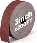 60 Grit Abrasive Sandpaper Roll 3''x 200 ft Drum Sander Sand Paper Roll Emery Cloth Rolls for Drum Sander Continuous Paper Wood Automotive Polishing