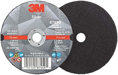 3M Silver Cut-Off Wheel, 87459, 36+, T1, 3 in x 0.06 in x 3/8 in