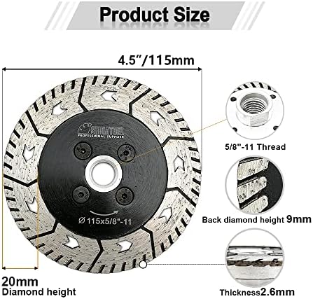 SHDIATOOL 4-1/2-Inch Diamond Cutting Disc Cut & Grind for Granite