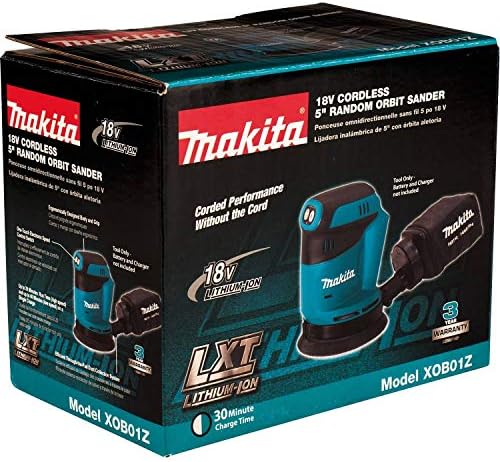 Makita XOB01Z 18V LXT Lithium-Ion Cordless 5" Random Orbit Sander, Tool Only (Renewed)