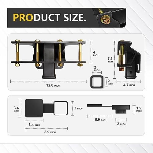 YZONA Tow Hitch 2 Inch, for Jeep Wrangler Hitch Trailer Kit with 4-Pin Wiring Harness Compatible with 2007-2018 JK JKU Hitch Receiver with Cover, 2 Inch Rear Bumper Towing Combo (2/4 Doors Unlimited)