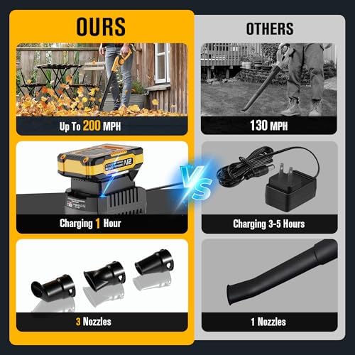 EWORK 20V Small Cordless Leaf Blower with 2 x 2.0Ah Battery and Charger