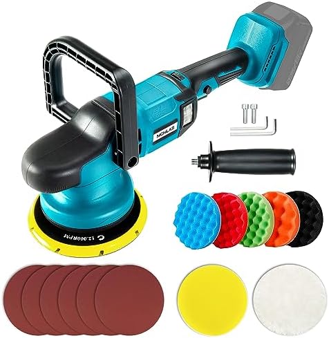 Nichilas Cordless Car Polisher, 6 speeds Brushless Motor Handle Car Waxer with 150mm Work Disk, Compatible with MAKITA 18V Batteries (Battery Not Included)