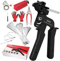 Stainless Steel Cable Tie Gun Set Metal Zip Tie Tool Kit (Black)