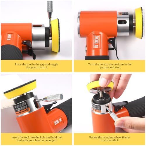 2/3 inch Mini Orbital Sander Pneumatic Palm da sander Air Polisher Super Smooth and Swirl Freely for Auto Body Work Wood working with 20 PCS Sanding Discs,orange