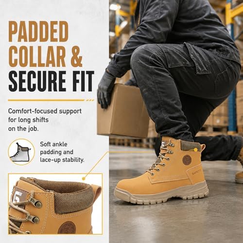 GUSAYEX Steel Toe Boots for Men Puncture Resistant Work Boots