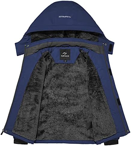 FARVALUE Boys Waterproof Ski Jacket Windproof Winter Coat Warm Snow Coat Outdoor Raincoats with Removable Hood