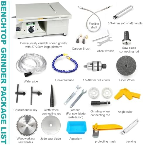 850W Rock Polishing Buffer Machine,Speed Adjustable Bench Lathe Polisher-Support grinding - cutting - drilling,With flexible shaft & handle&Universal water pipe,Tabletop Lapidary Equipment