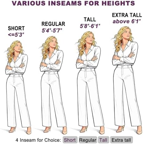 iChosy Womens High Waist Wide Straight Leg Trousers Casual Slacks Dress Pants with Pockets