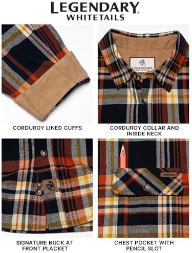 Legendary Whitetails Mens Flannel Long Sleeve Button Down 100% Cotton Shirt