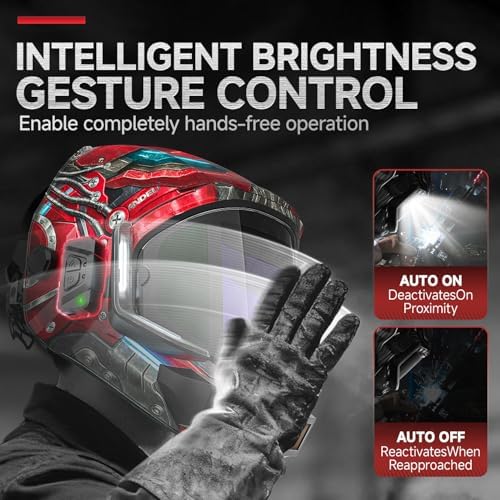 ANDELI Auto Darkening Welding Helmet with Light,Upgraded Solar Powered