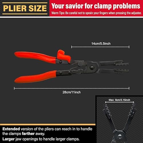 Heavy-duty Straight Hose Clamp Pliers with Locking Device for Quick Removal and Installation of Various Types of Strong and Hard-to-reach Hose Clamps…