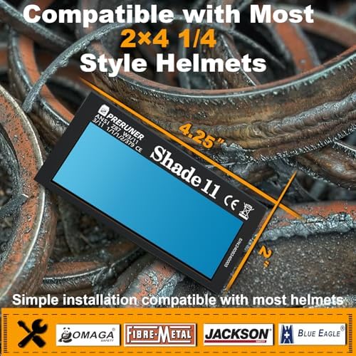 Core Series HD Shade 11 Auto Darkening Welding Lens 2"x4 1/4", Slim 0.2" True Color Welding Lens with Natural View for Pancake & Sugar Scoop Welding Hoods