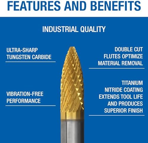 Champion Cutting Tool SG1 Double Cut TiN Coated Carbide Bur