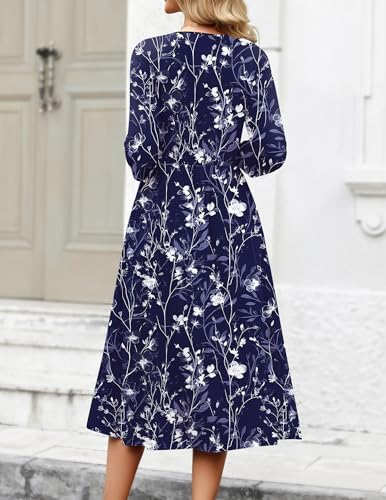 Zeagoo 3/4 Sleeve Women's Dress Casual Aline Summer Fall Midi Long Dresses