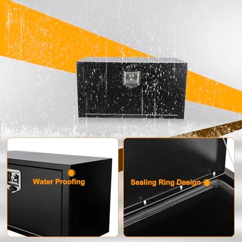 30 Inch Underbody Truck Box Steel Storage Tool Box,30 x 14 x 16 Tool Chest Organizer w/Lock and Keys For Pickup,Truck Bed, RV, Trailer,Heavy Duty Waterproof Black box