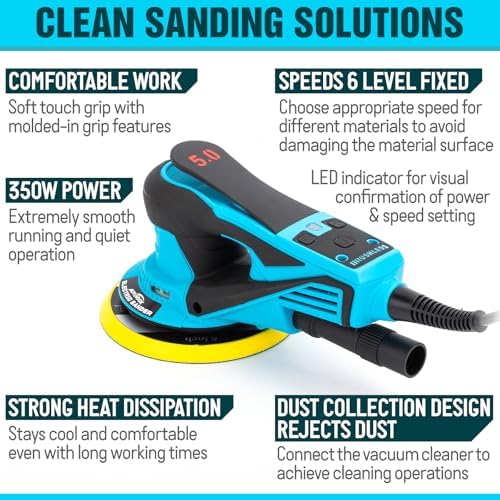 Autolock 350W Electric Random Orbital Sander with 5 & 6 Inch pads 1pcs