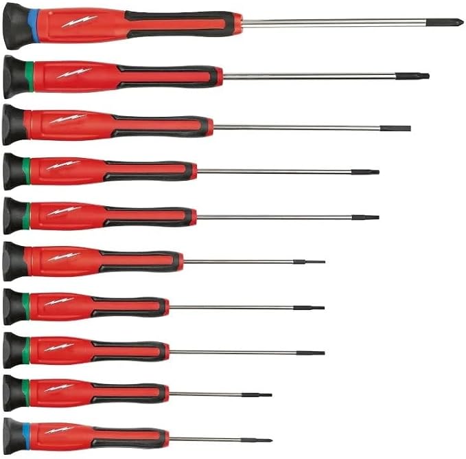 10pc 48-22-2612 for Milwaukee Precision Screwdriver Set Red/Black - Chrome Plated