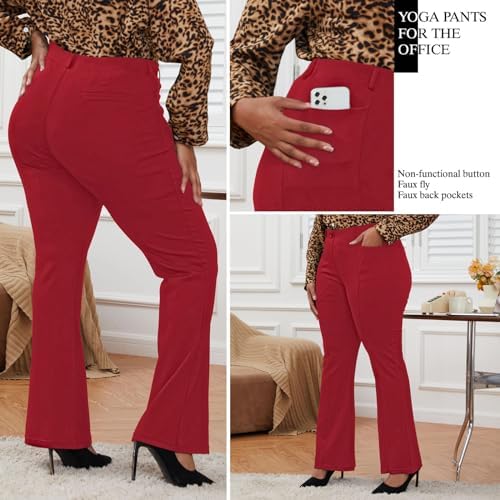DGD Wrinkle-Free Stretch Dress Pants Plus Size for Women Pull-on Pant Ease into Comfort Office Pant