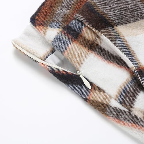 IDEALSANXUN Womens Plaid Wool Skirts Elastic Waist A-Line Pleated Tartan Long Skirts