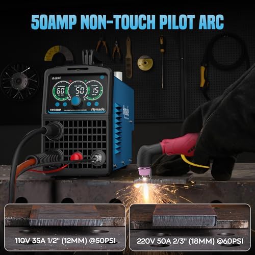 55A Pilot Arc Plasma Cutter, Large LED Display, Non-Touch Air Sensor 55A Plasma Cutter Machine 110/220V Dual Voltage, IGBT Inverter, 1/2'' Clean Cut, 2T/4T for Beginners DIY