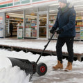 MAXSA 29" W Push Snow Plow Shovel with Wheels for Driveway, Black