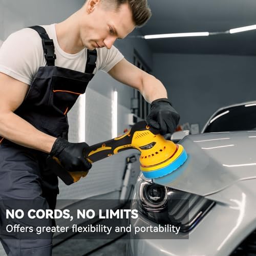 Buffer Polisher Compatible with Dewalt 20V Battery, Cordless 6 Inch Orbital Buffer, Brushless Motor Car Buffer for Boat, Car Polishing and Waxing (Tool Only, NO Battery )