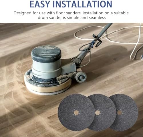 HUAALIUCHE Floor Sanding Disc Cloth-Backed Silicon Carbide，17" x 2" Holes for Concrete, Stone, 16 Grit, 6-Pack