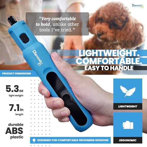 Diamondg Micro Dog Nail Grinder - Quiet Sound with LED Light, Light Blue