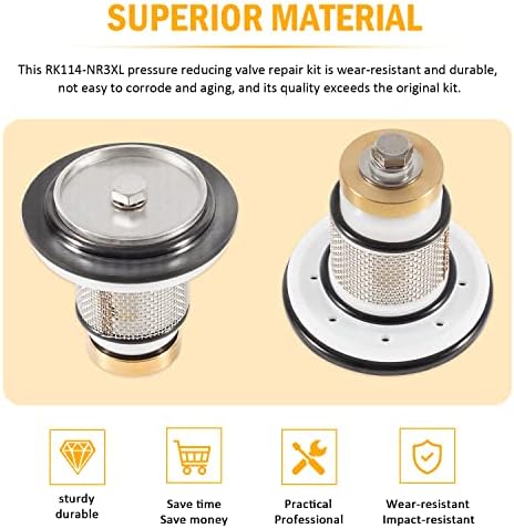 RK114-NR3XL Pressure Reducing Valve Repair Kit Replacement for Models NR3 and NR3XL Pressure Regulator Valves 1-1/4''