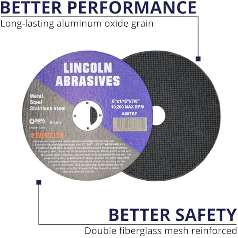 400 Pc 6" x 1/16" x 7/8" Cut-Off Wheels Lincoln Abrasives Metal & Stainless Steel