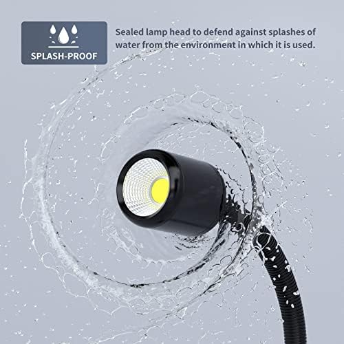 Led Machine Light,Lathe Light Flexible IP66 Waterproof 800 Lumens 110V-220V with Horse Mouth Clamp Base for Lathe Machine,Workbench, Industrial Lighting