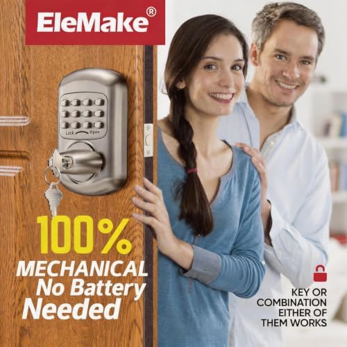 Keyless Entry Keypad Deadbolt - Digital & Mechanical Door Lock, No Low Power Risk (Silver)