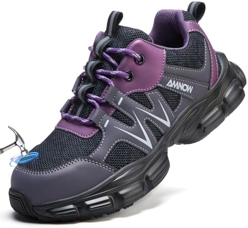 Hogent Steel Toe Shoes for Men Women - Non Slip & Lightweight Work Shoes